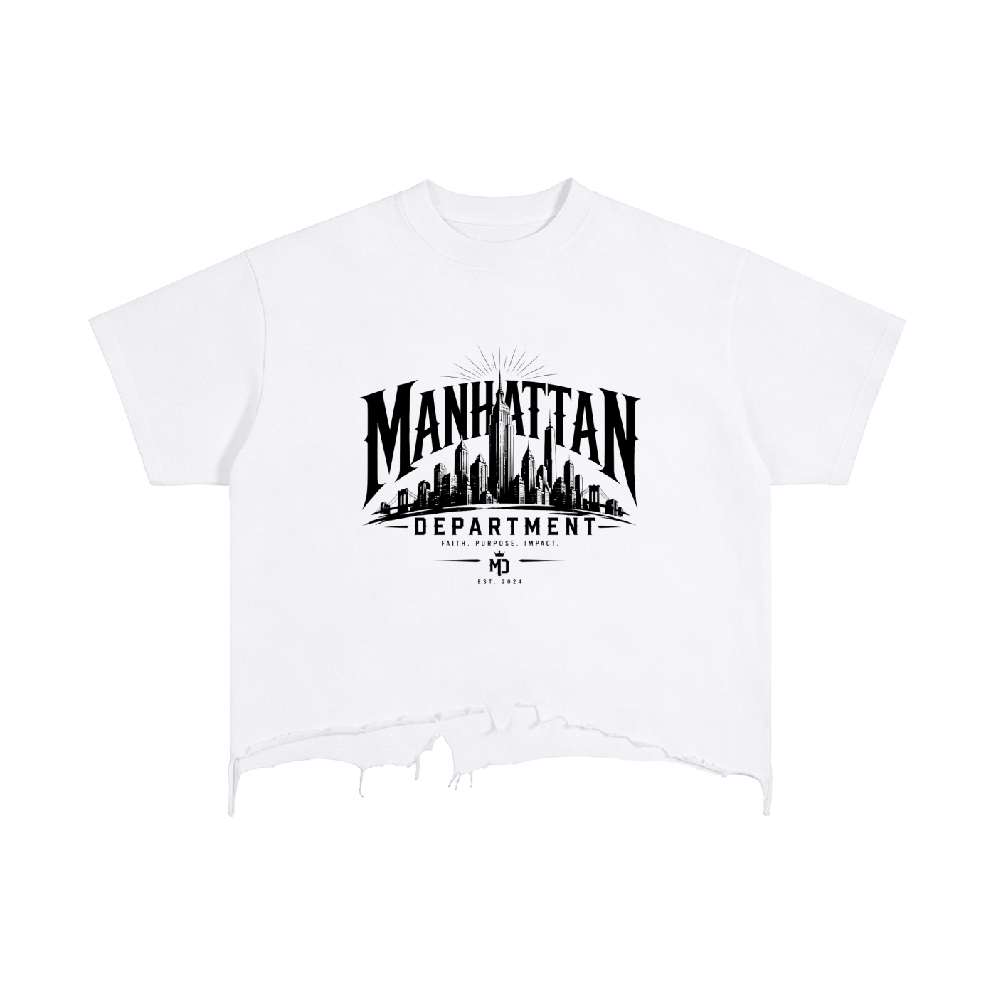 Light Distressed Hem T-Shirt