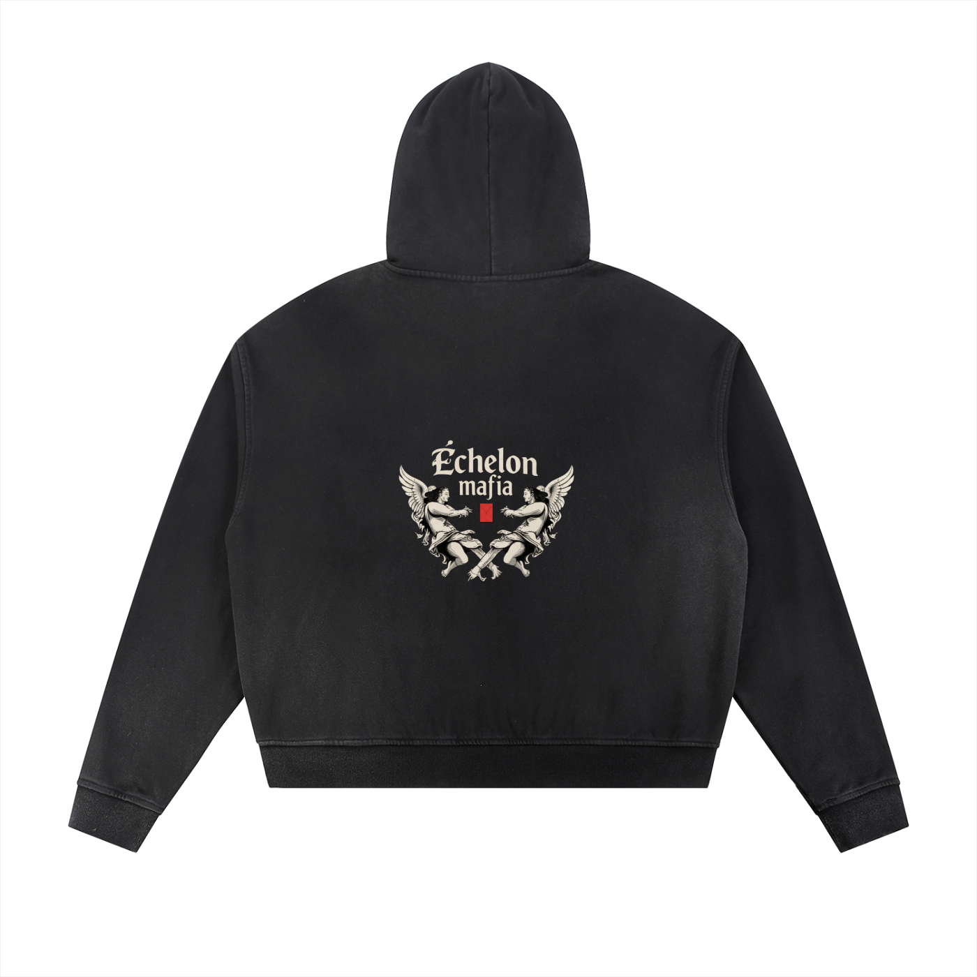 Sun Fade Frayed Raw Edge Fleece Zip Hoodie