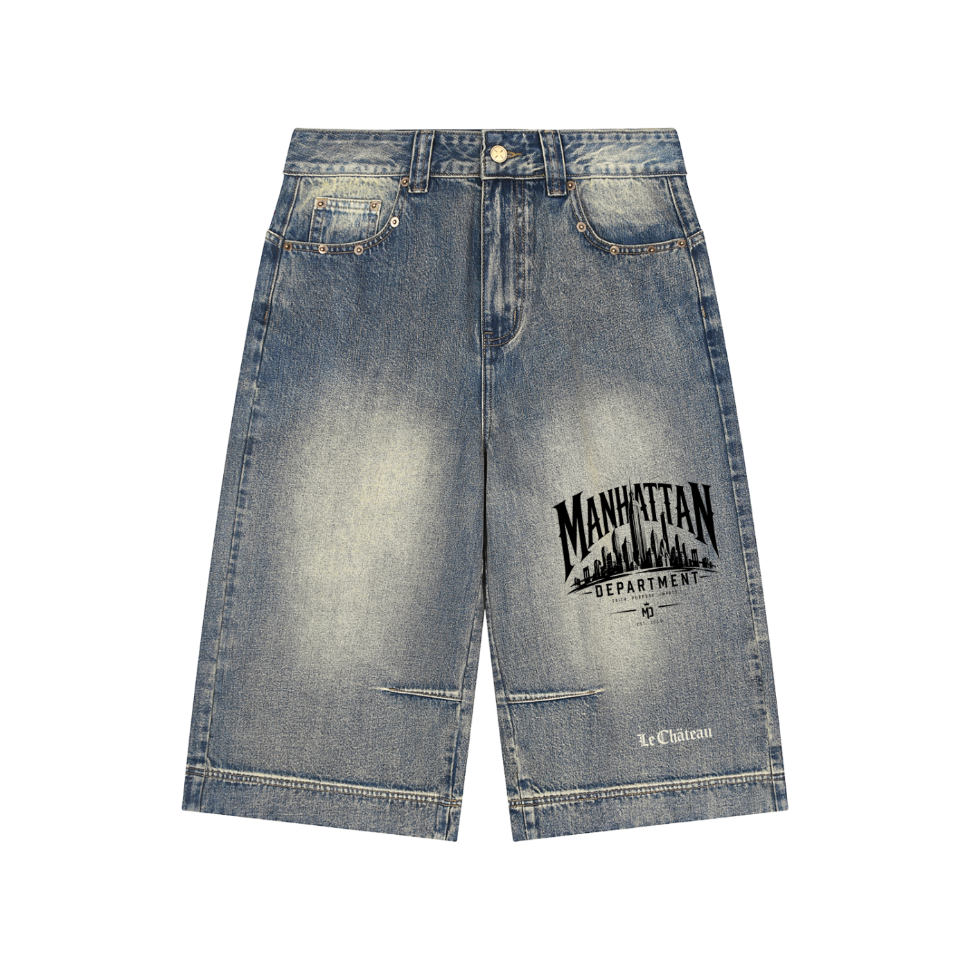 Vintage Wash Baggy Denim Shorts
