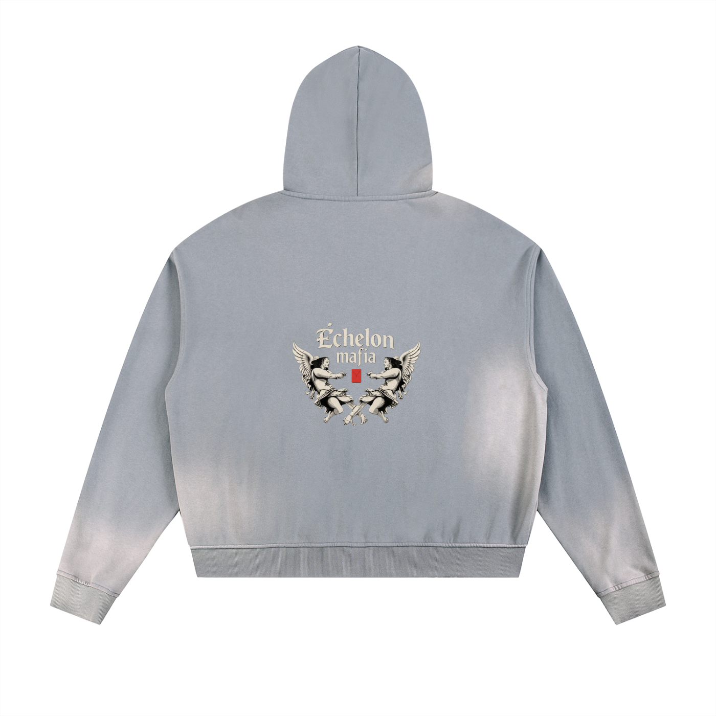 Sun Fade Frayed Raw Edge Fleece Zip Hoodie